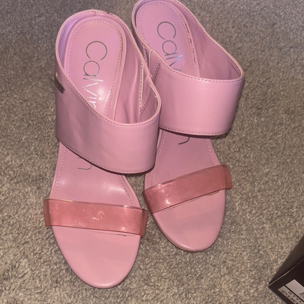 Calvin Klein Pink Mules with Dual-Tone Straps